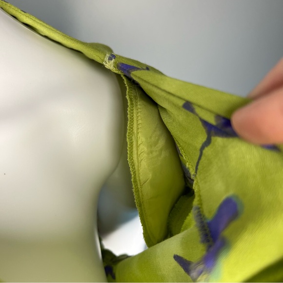 Vtg DW3 David Warren Green Purple Floral Maxi Dress 12 - Picture 6 of 7